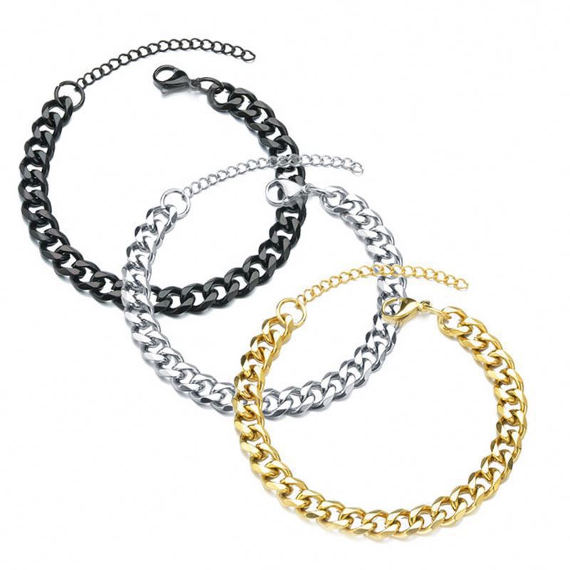 Stainless Steel Cuban Chain Necklace Bracelet for Men