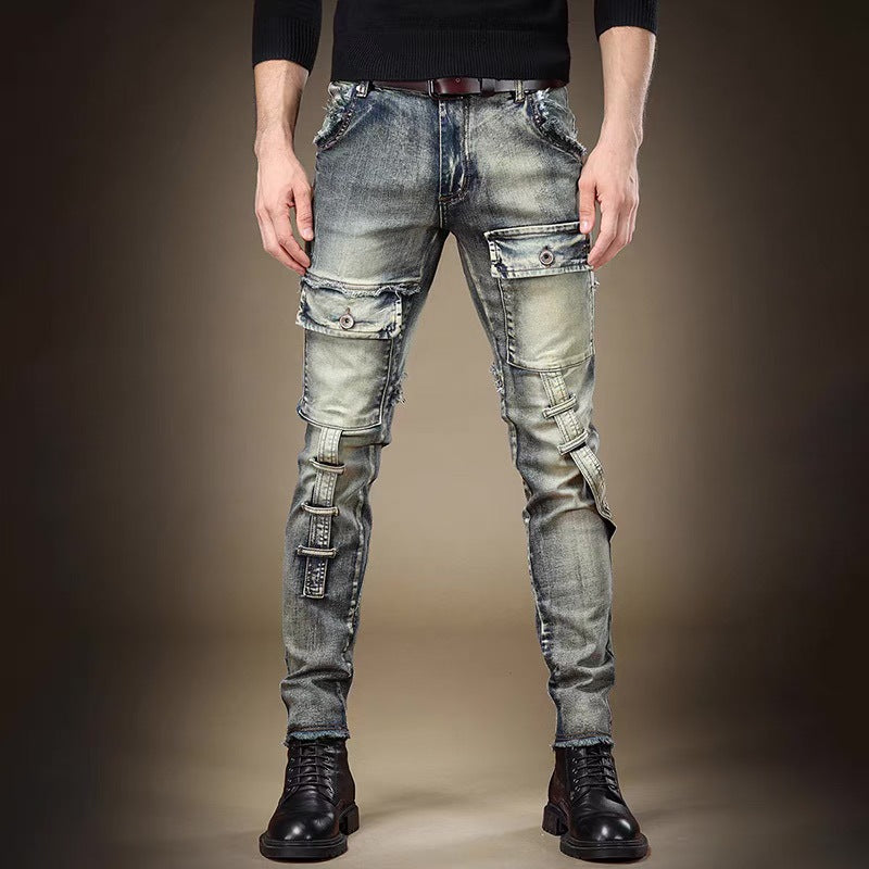Stretch Slim-Fit Ripped Jeans for Men