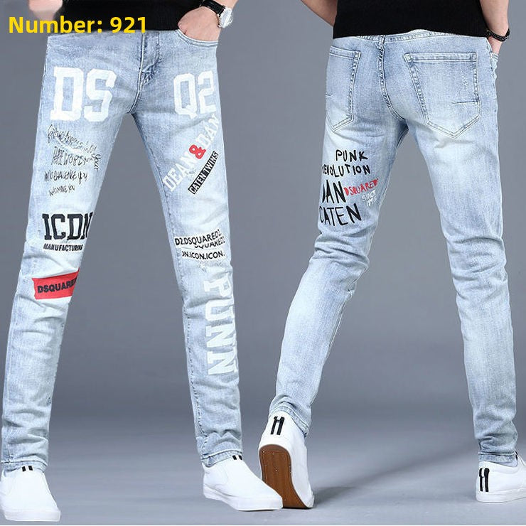 Stretch Slim-Fit Ripped Jeans for Men