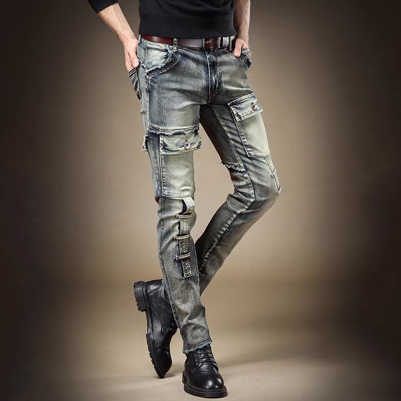 Stretch Slim-Fit Ripped Jeans for Men
