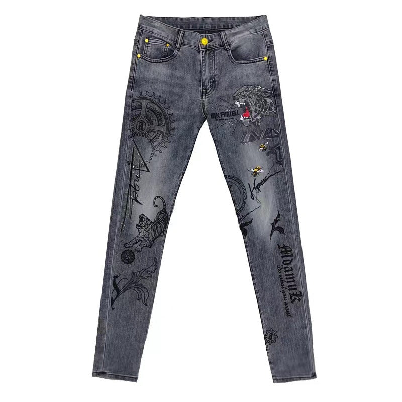 Stretch Slim-Fit Ripped Jeans for Men