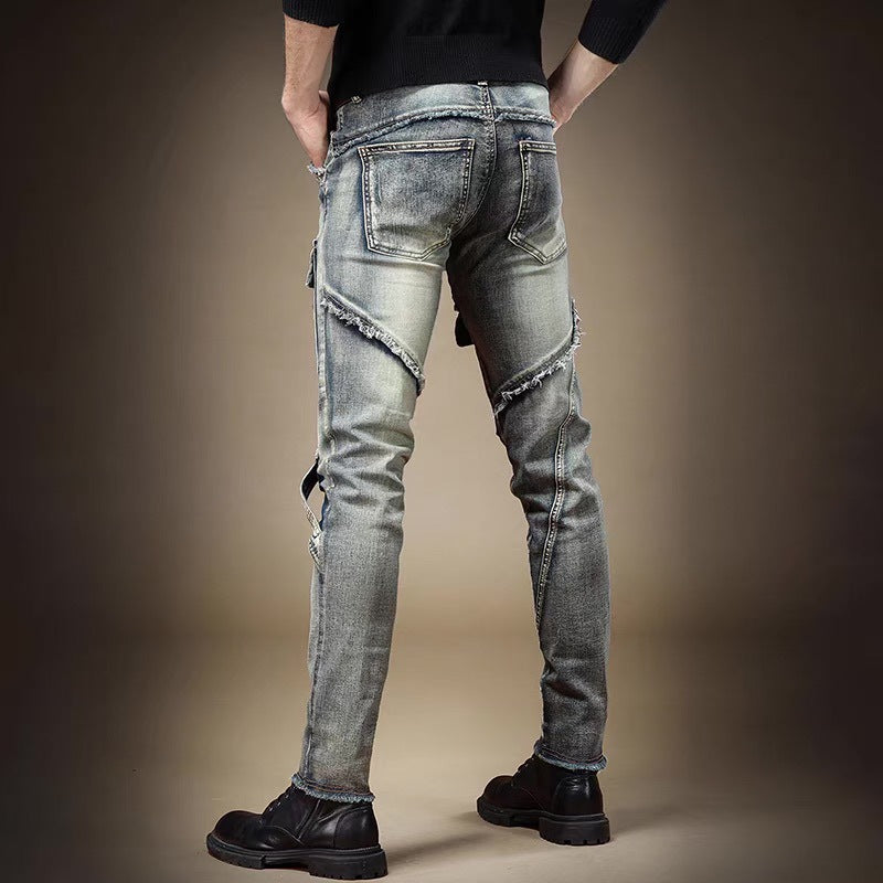 Stretch Slim-Fit Ripped Jeans for Men