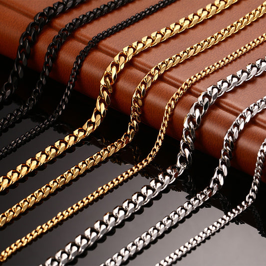 Stainless Steel Cuban Chain Necklace Bracelet for Men