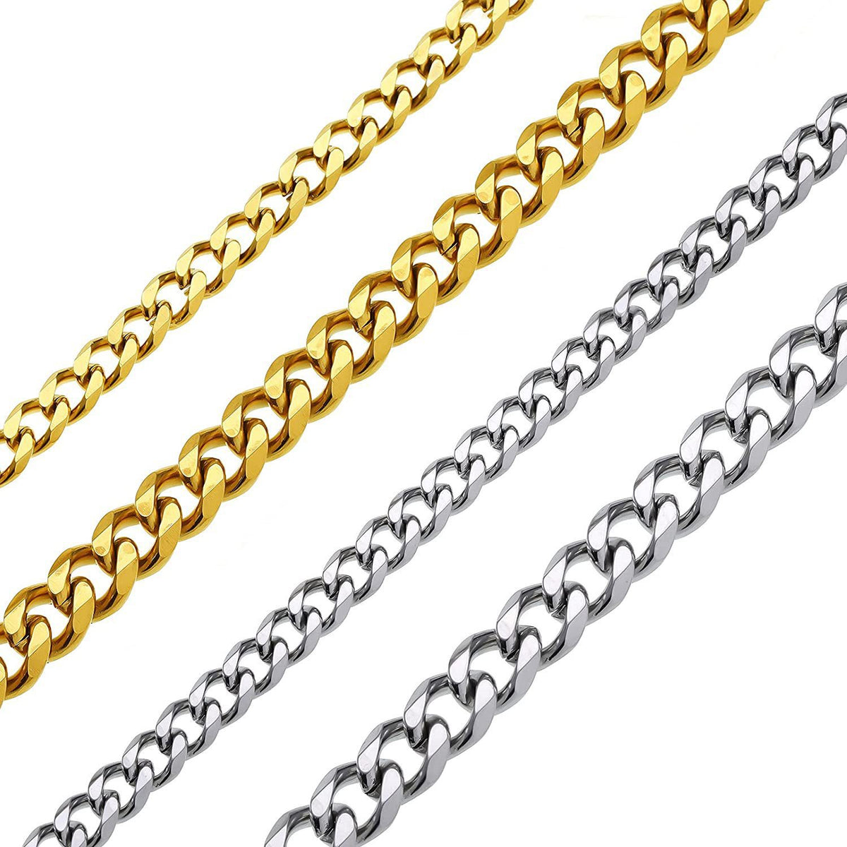 Stainless Steel Cuban Chain Necklace Bracelet for Men
