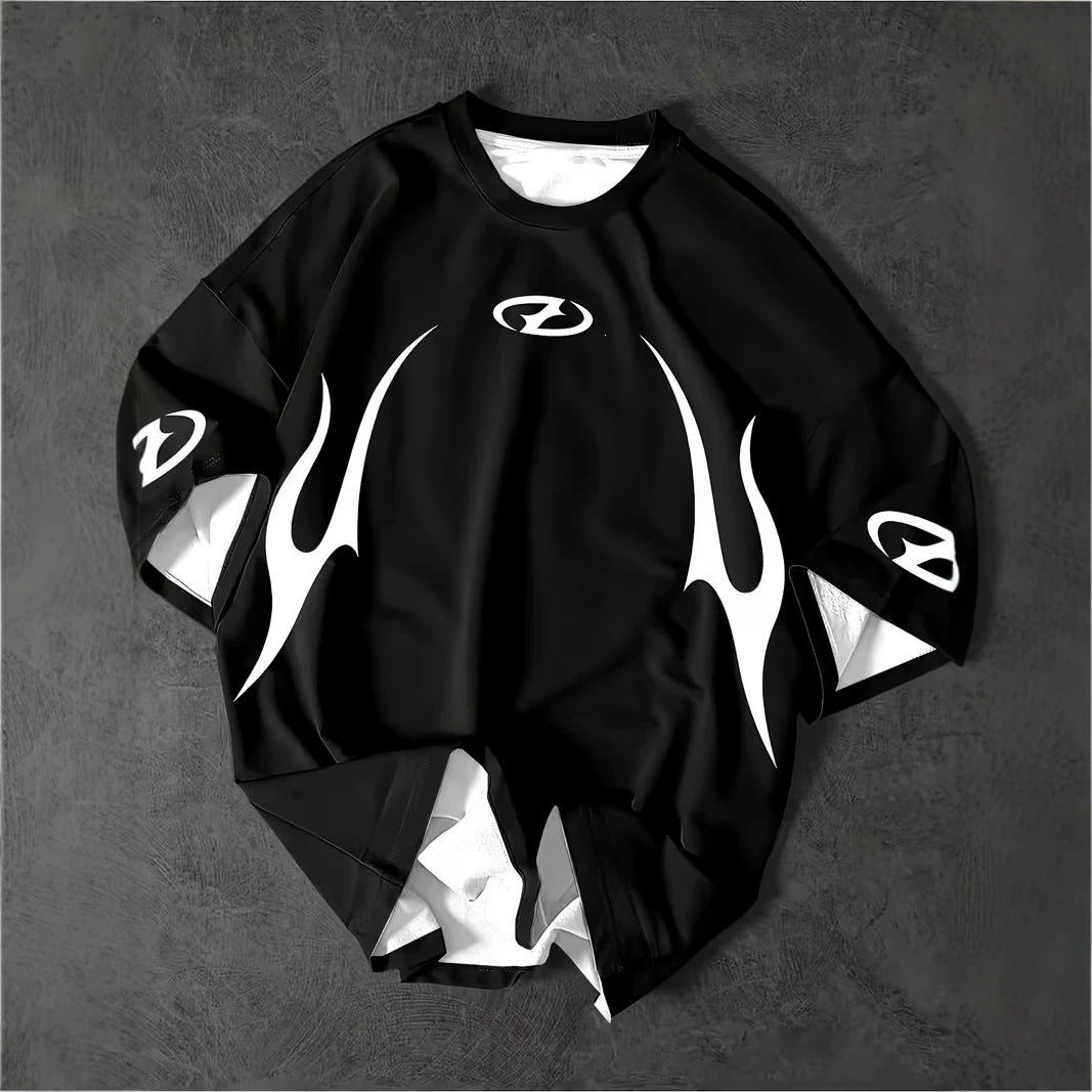 Mens Gothic Flame Skull Print T-Shirt