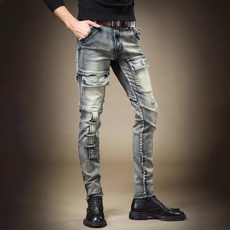 Stretch Slim-Fit Ripped Jeans for Men