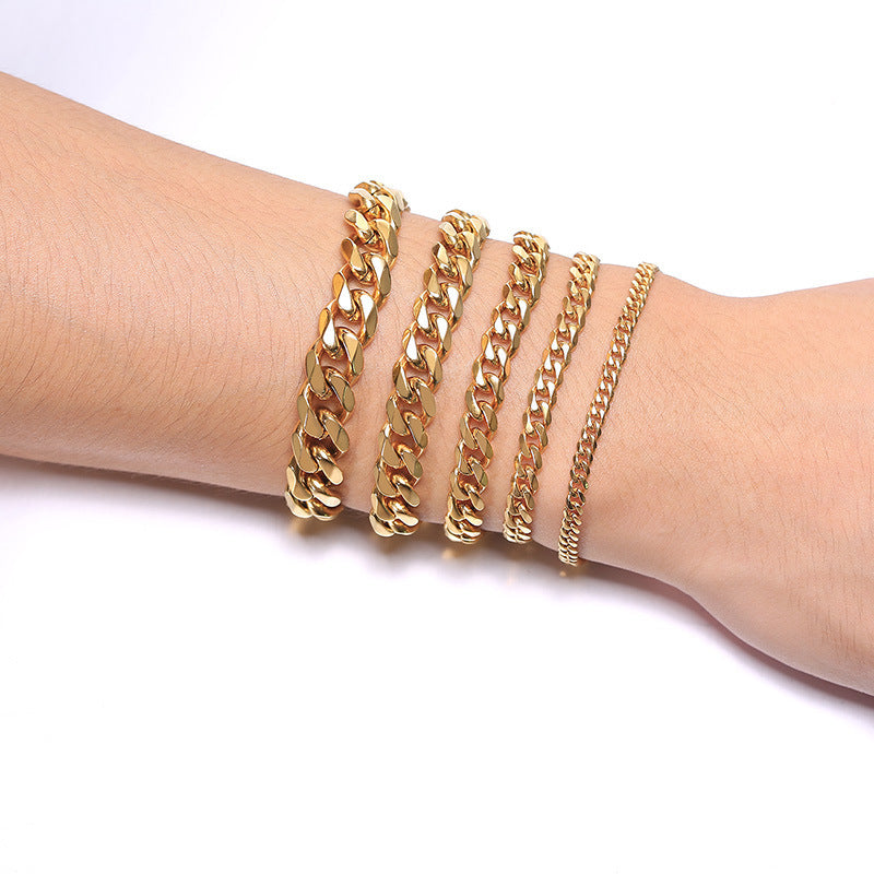 Stainless Steel Cuban Chain Necklace Bracelet for Men